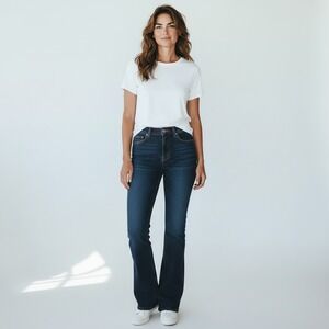 7 For All Mankind Kaylie Slim Sexy Supermodel Bootcut Jeans 27 Dark Wash